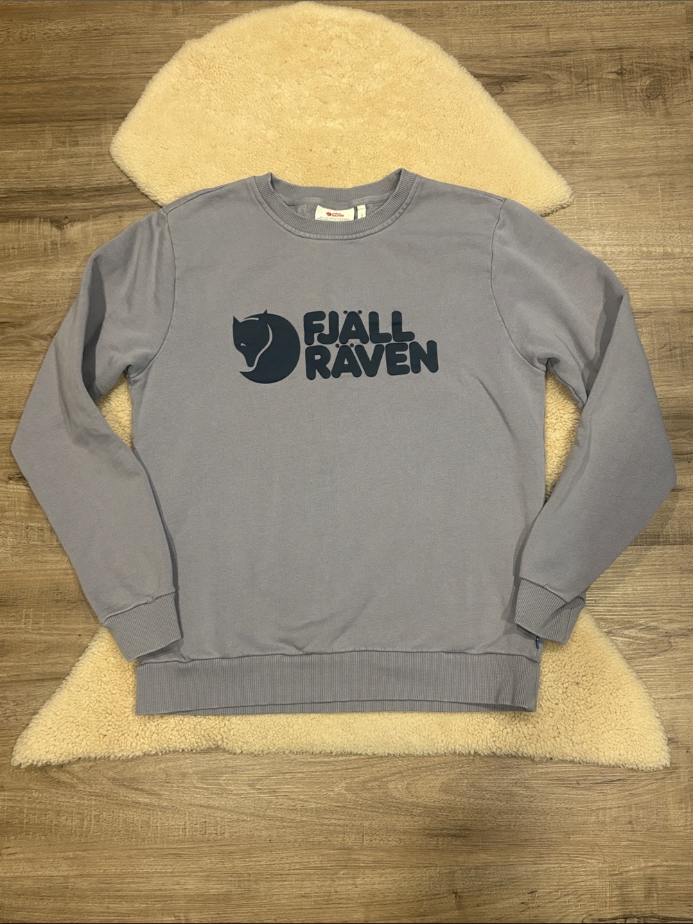 Fjallraven Logo Sweater, gray with navy printing, men’s small